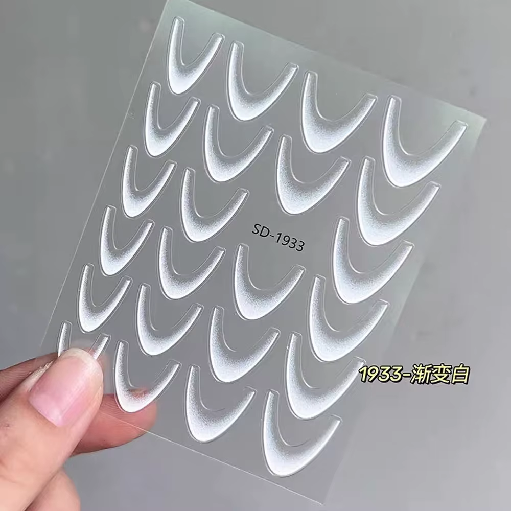 Autocollants 3D pour Nail Art, ligne dégradée française, auto-adhésifs, blanc + noir, pochoir de con