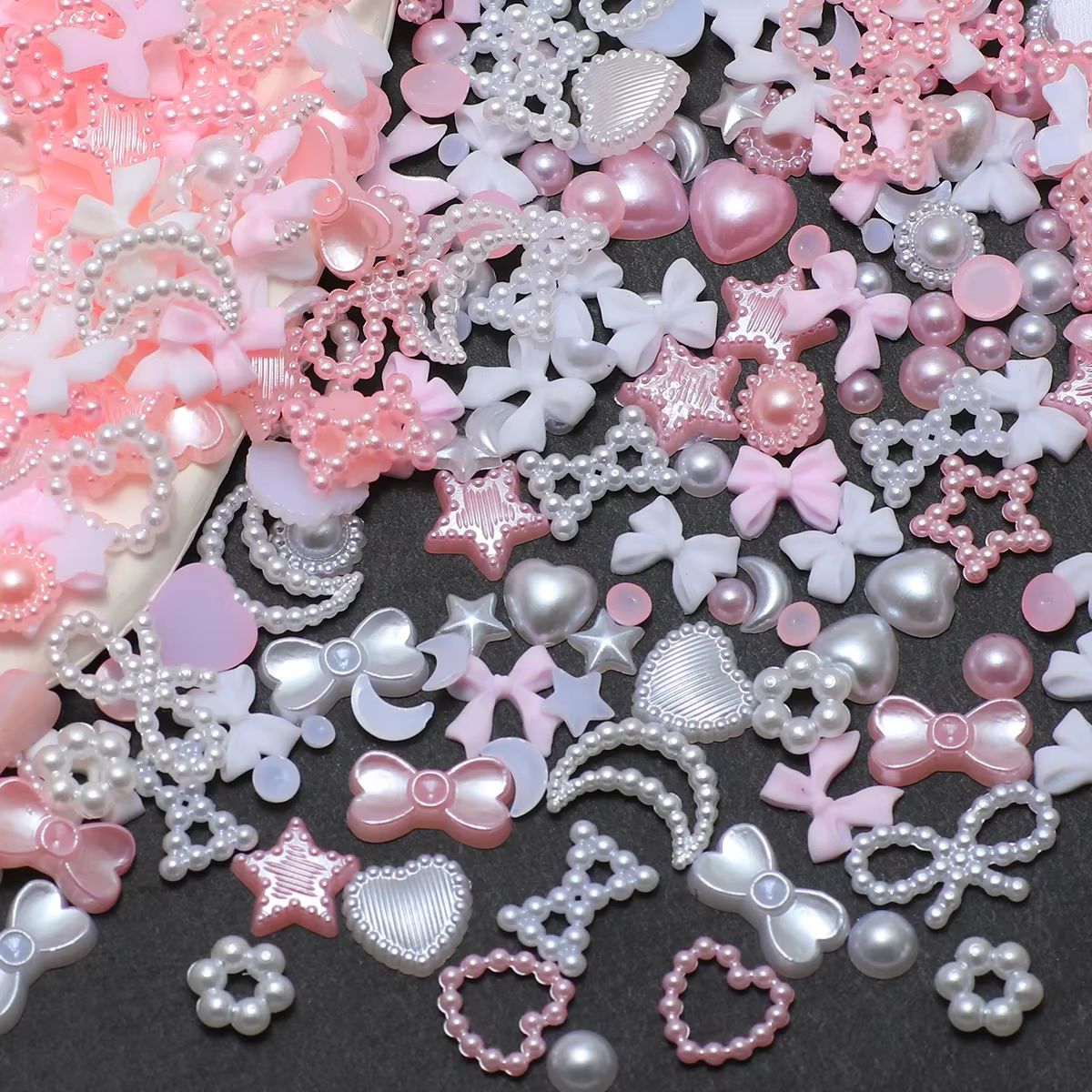 1 boîte d'accessoires pour ongles, breloque 3d en résine, nœud d'amour, pentagramme, accessoires pou