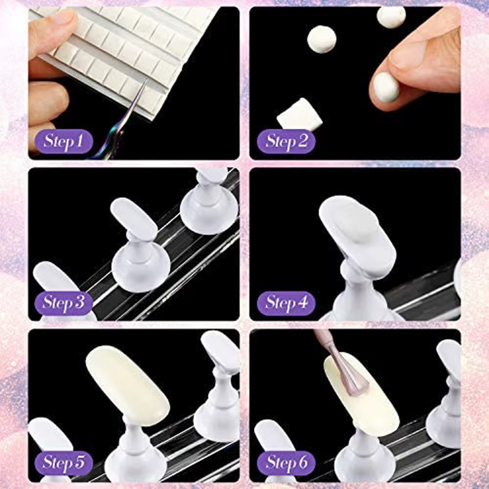 Colle adhésive réutilisable pour ongles, argile blanche/rose/verte, pour faux ongles, présentation d