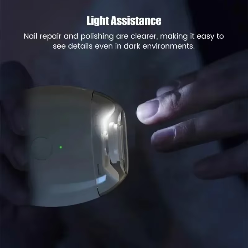Mini coupe-ongles électrique Portable 2 en 1, polisseuse avec lumière à faible bruit, outils de manu