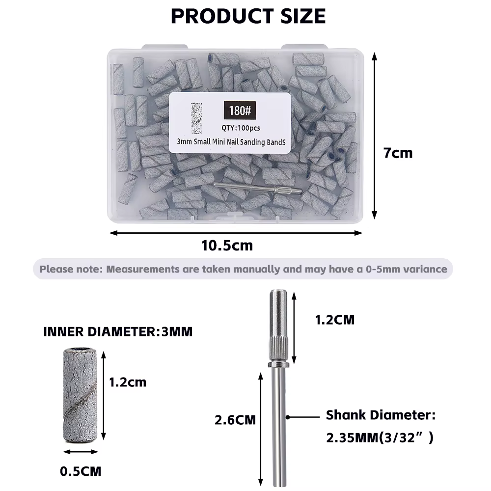 Bandes de ponçage des ongles de 3mm, grain 80/120/180/240, Mini foret à ongles électrique, accessoir