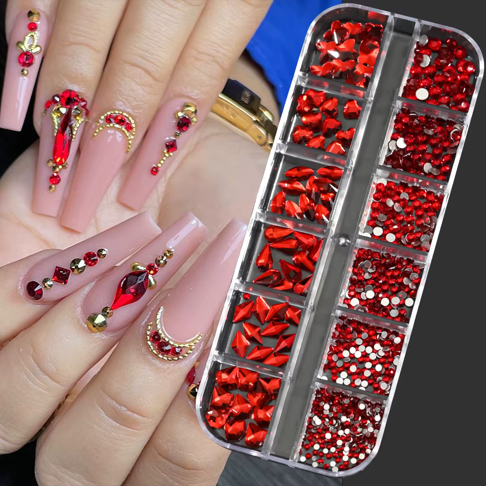1000 pièces/boîte Champagne or diamant ongles cristal conception mixte ongles paillettes strass Non