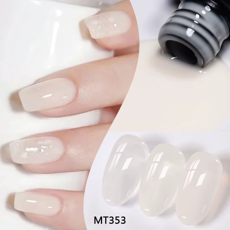 Vernis à ongles gel semi-transparent Jely Ice, rose nude effet verre, à retirer par trempage, gel UV