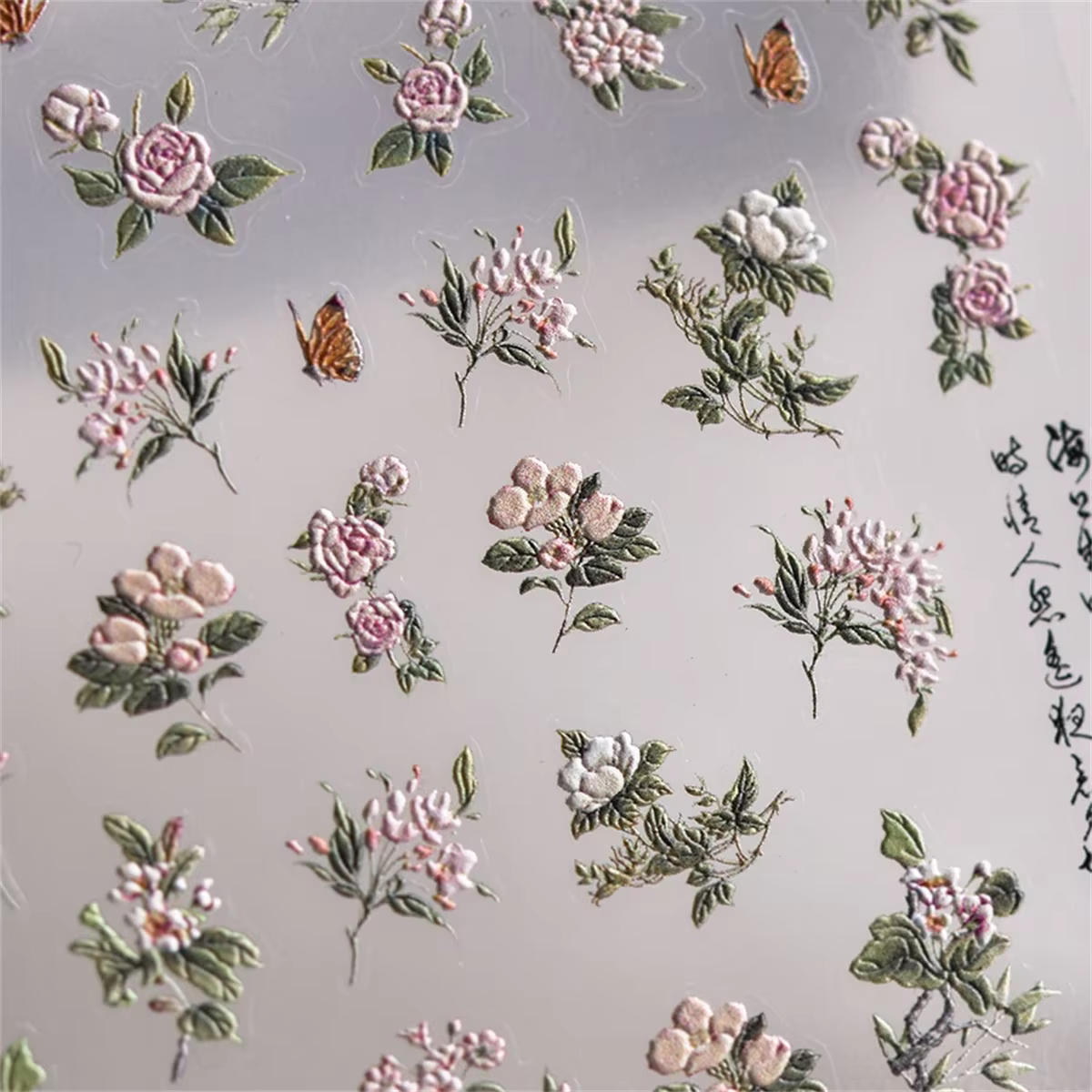 Autocollants 5D japonais en relief pour Nail Art, 1 pièce, pétale rose, fleur rétro élégante, transf