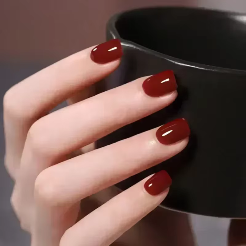 24 pièces/boîte longs cercueil faux ongles Art Rose avec colle portable nu Rose blanc couleur gelée 