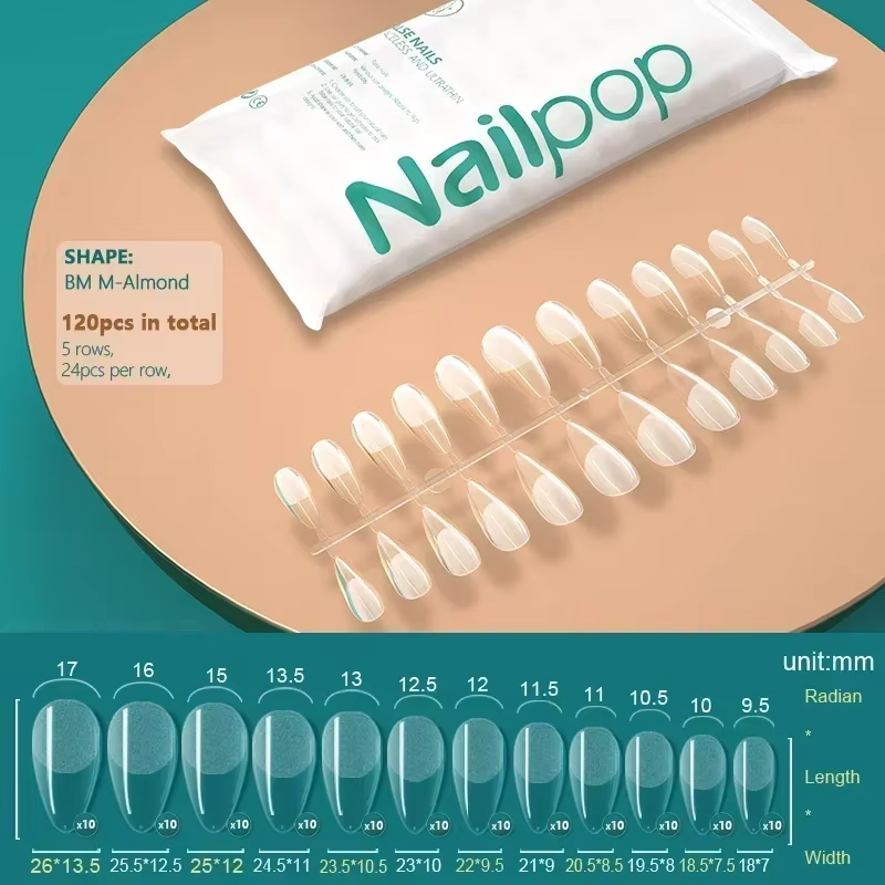 NAILPOP-Faux Ongles pour Système d'Extension, Couverture Complète, Pression sur N64.Coffin, Gel Doux