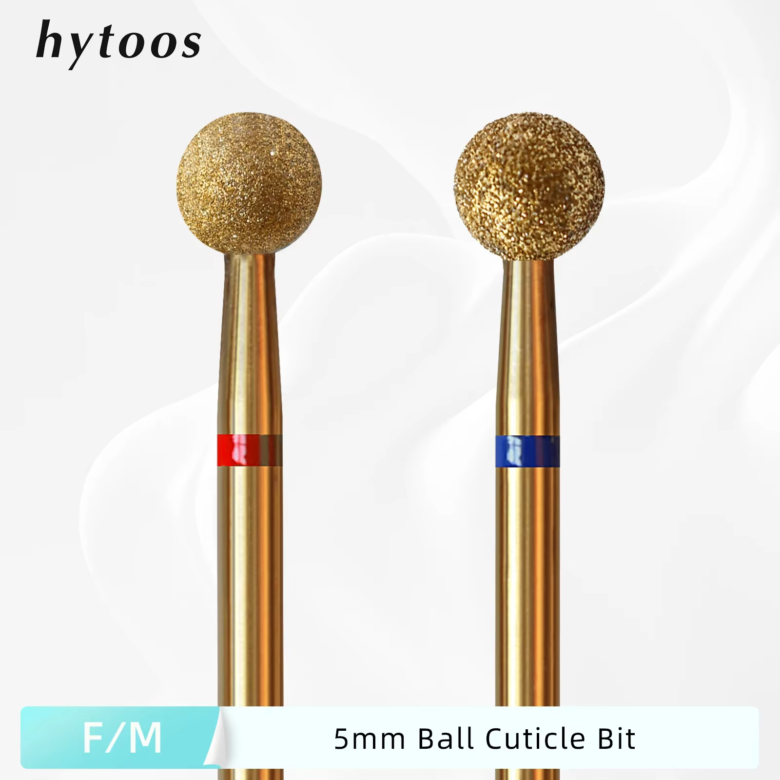 HYTOOS 5mm boule cuticule propre foret à ongles, titane russe diamant ongles Bits nettoyant pour ong