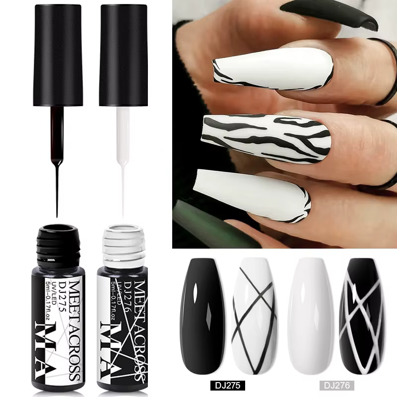 MEET ACROSS 5ml Liner vernis à ongles Gel 28 couleurs noir blanc français tirer ligne peinture Gel p