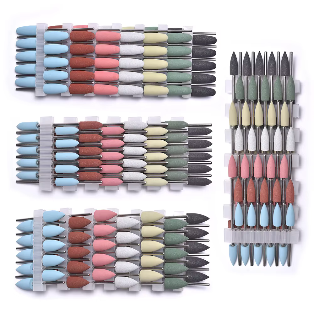Foret à ongles en Silicone, ensemble de fraises en caoutchouc pour manucure et pédicure, tampon à on