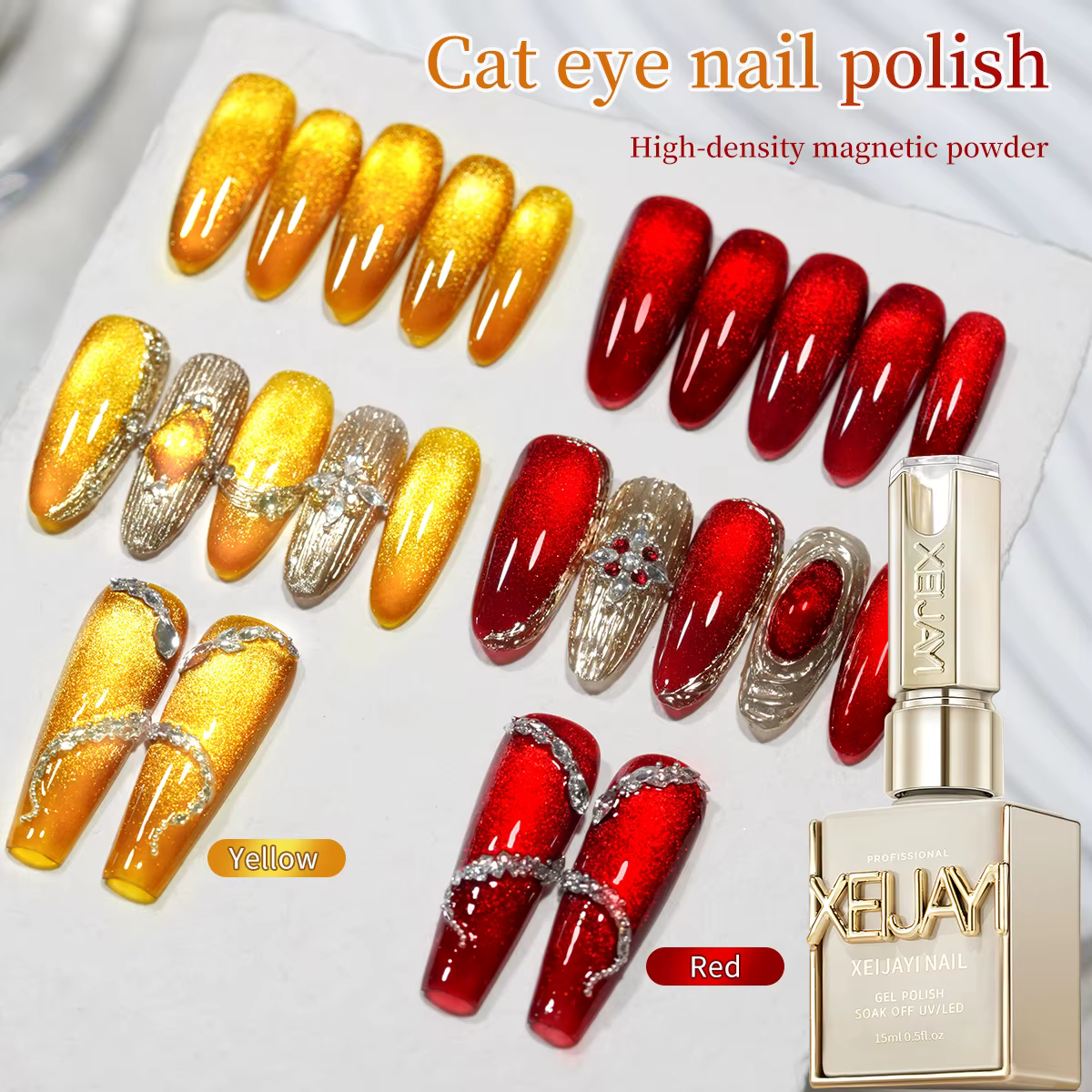 Ensemble de vernis à ongles Gel couleurs rouge et dorées, 2 pièces, 15Ml, Led/Uv, vernis à ongles Ge