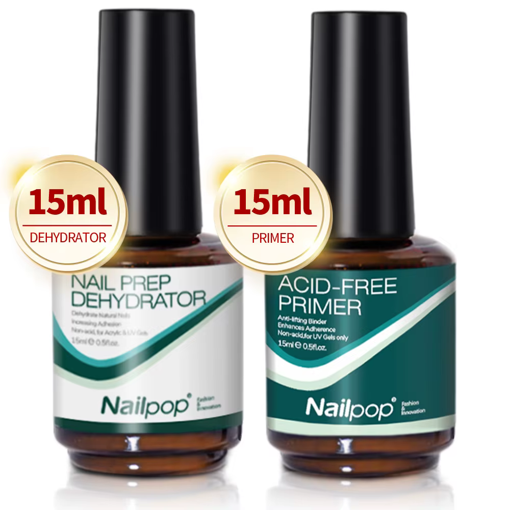 Nailpop 2 pièces déshydrateur d'ongle et ensemble d'apprêt pour vernis Gel Transparent séchage rapid
