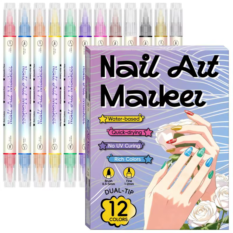 ✰ ✪ Stylos de nail art 12/24 couleurs 0,5 mm, kit de stylos de peinture pour ongles, dessin, peintur