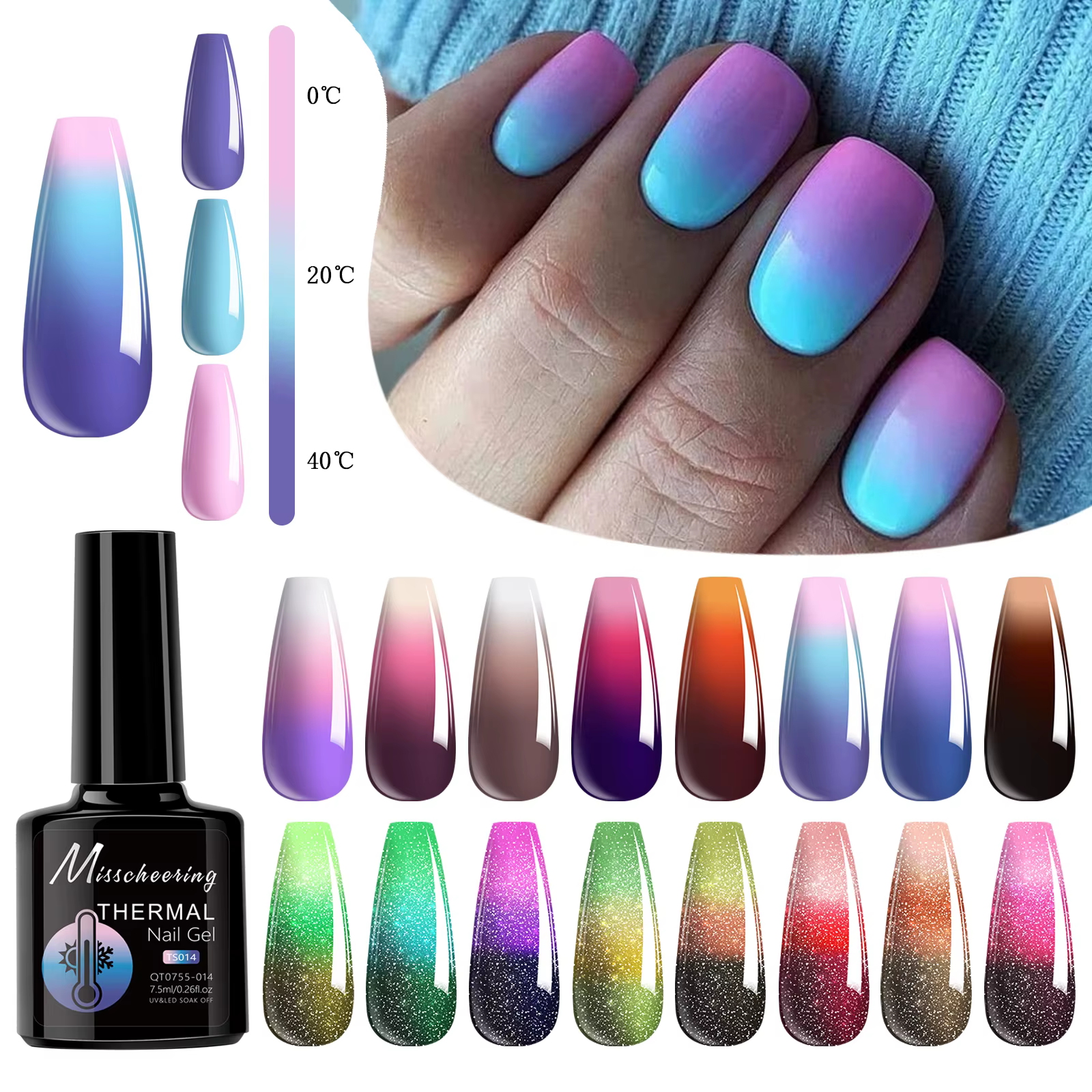 Vernis à ongles Gel à couleur changeante, sensible à la température, à tremper, UV LED, pour manucur