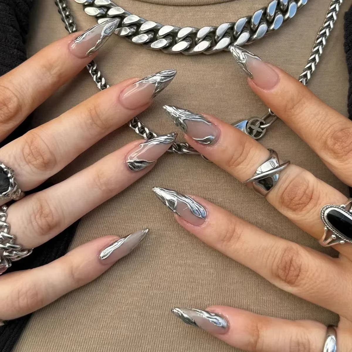 Faux ongles français en amande, 24 pièces, paillettes avec strass, portables, artificiels, simples,