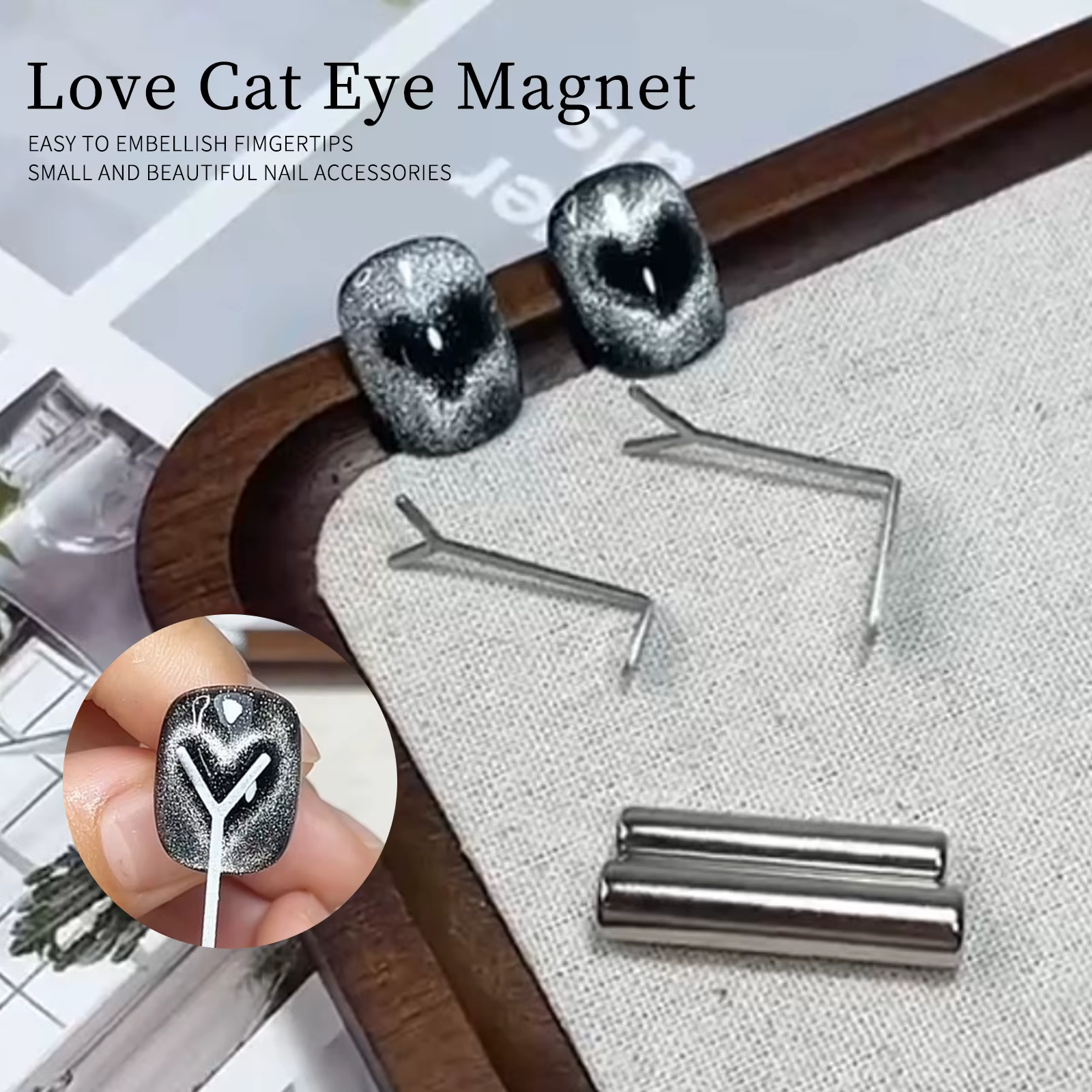 Ensemble d'aimants pour Nail Art, avec fil de fer, tige magnétique œil de chat, aimant puissant en f