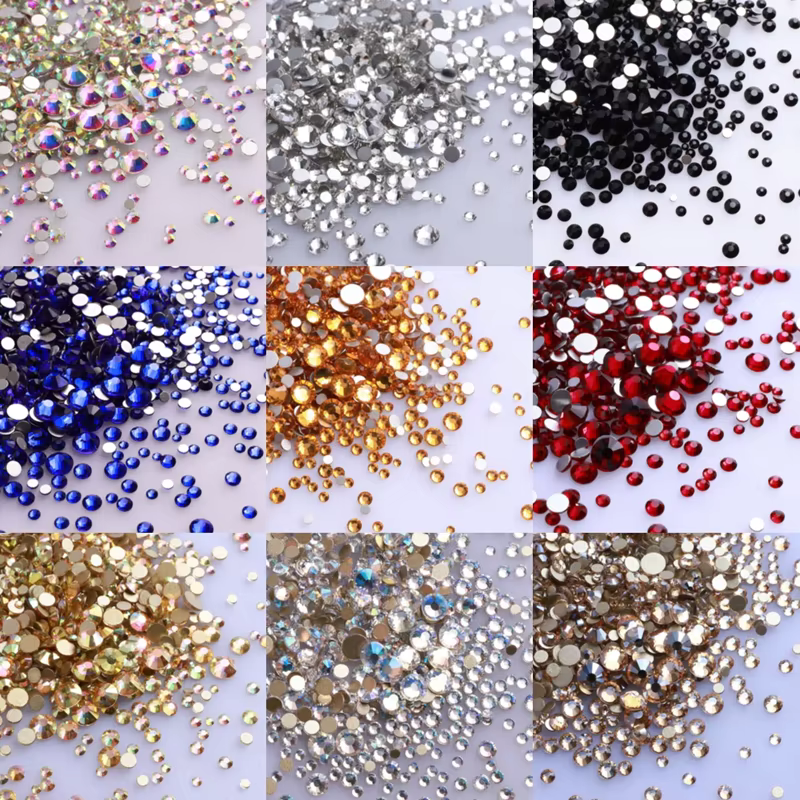 1440 pièces mélange taille verre Flatback strass paillettes cristal AB diamant rond Non correcteur c