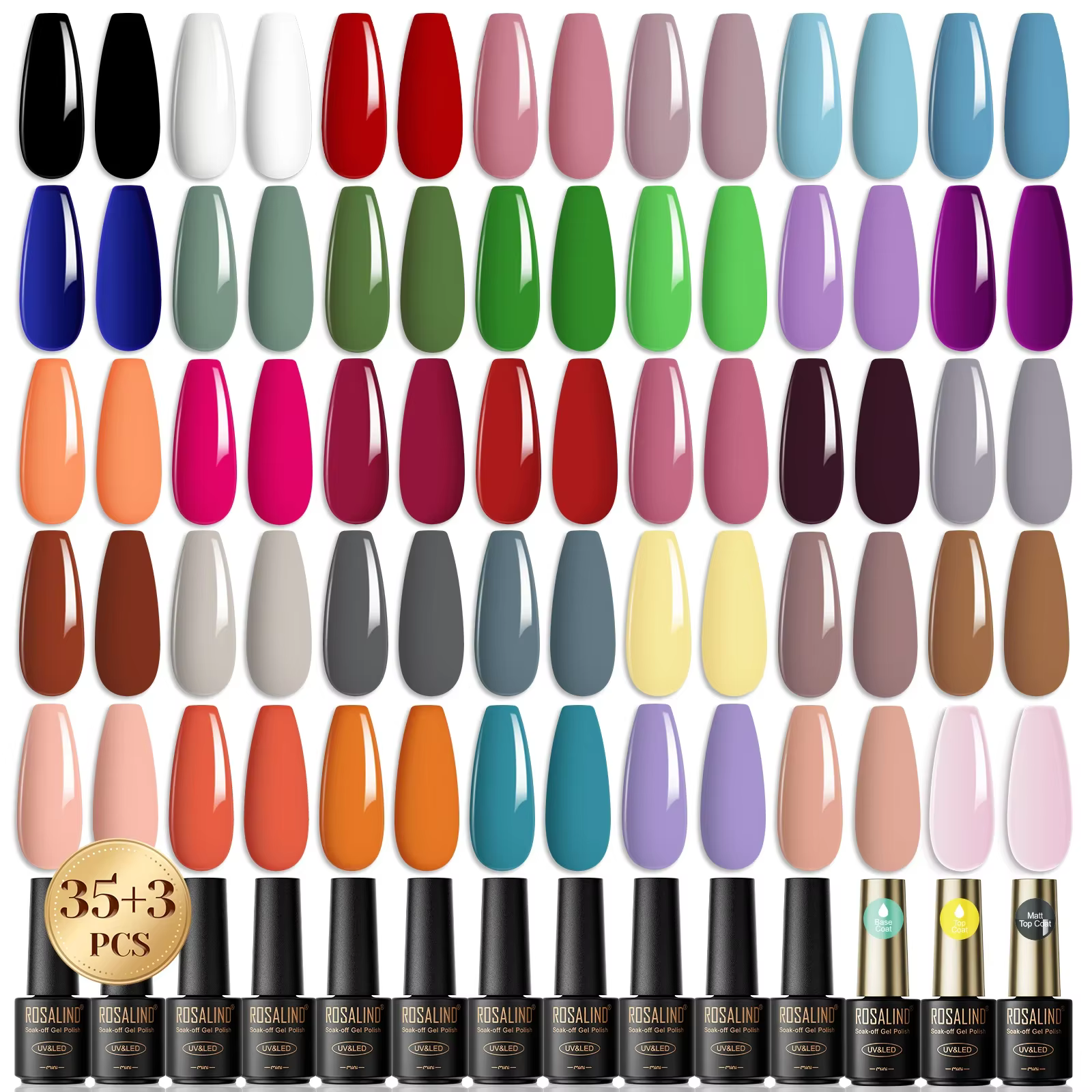 ROSALIND – ensemble de vernis à ongles en gel de couleur scintillante, 38 pièces, kit de vernis à on