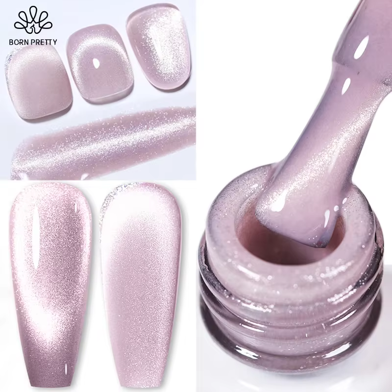 BORN PRETTY – vernis à ongles Gel magnétique chat bleu mer, 10ml, paillettes, lumière de neige, Semi
