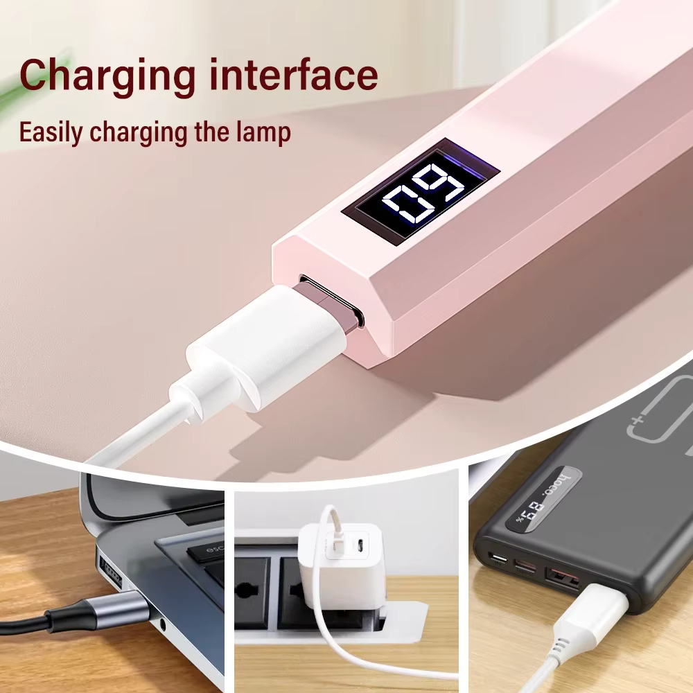 YIKOOLIN-Mini lampe à ongles UV sans fil avec affichage LED, lampe de luminothérapie portable