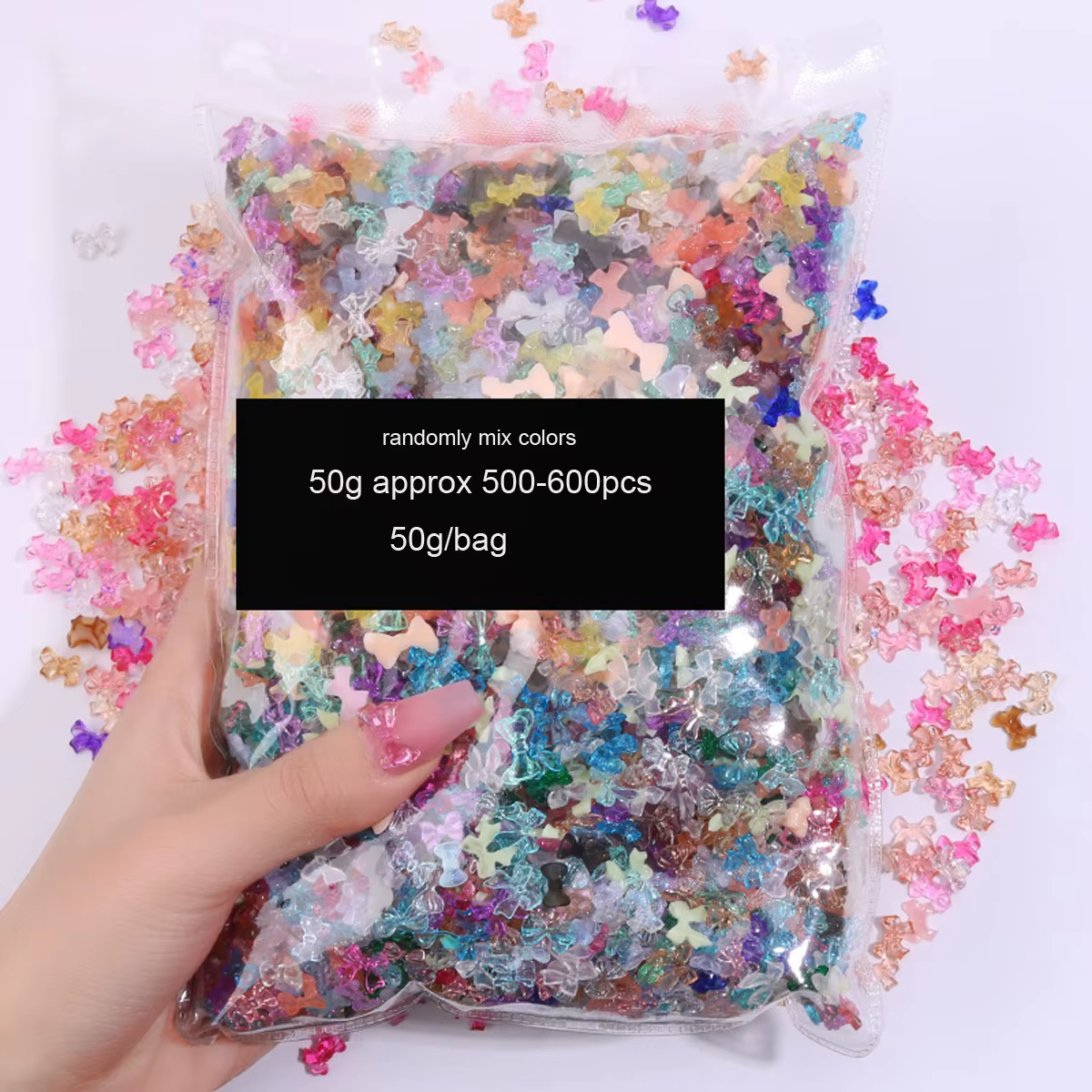 Décorations en résine pour Nail Art, 500 à 600 pièces, mélange de formes, breloques pour ongles, fou