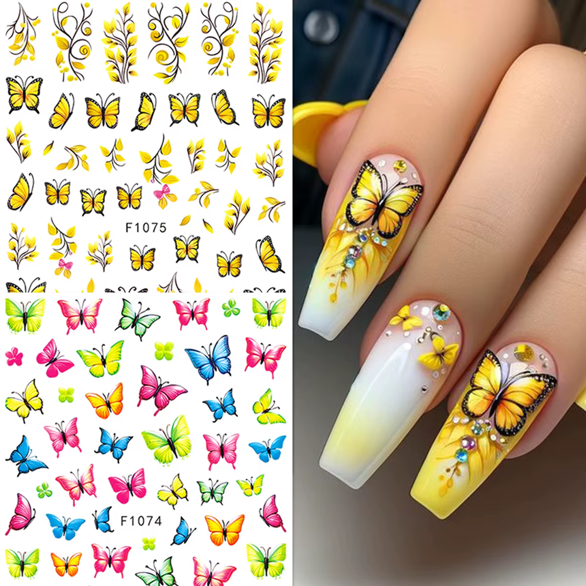 2 autocollants pour ongles abeille tournesol printemps et été, faciles à appliquer pour la décoratio