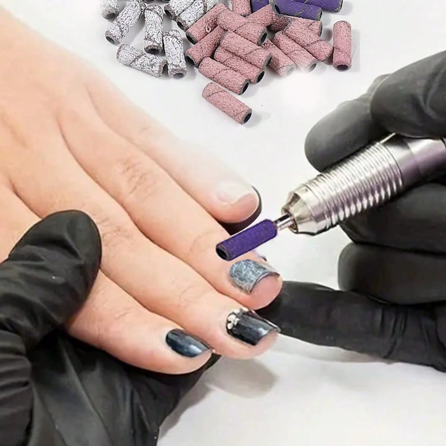 Forets à ongles bandes de ponçage-pour perceuse à ongles 60 pièces 4 couleurs lime fine grossière pe