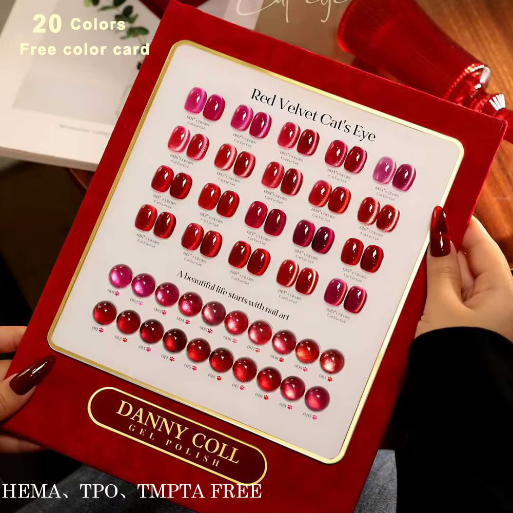 Automne hiver rouge Gel vernis à ongles ensemble avec carte de couleur oeil de chat vernis à ongles 