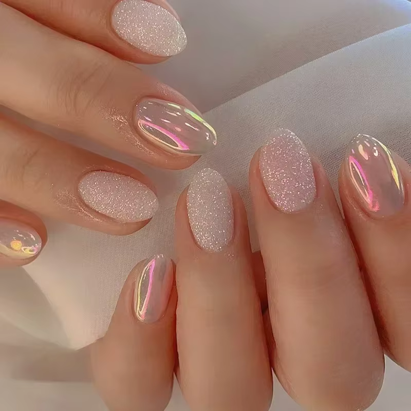 Faux ongles de Ballet en amande mi-longs, 24 pièces, Design œil de chat Simple, à pression, couvertu
