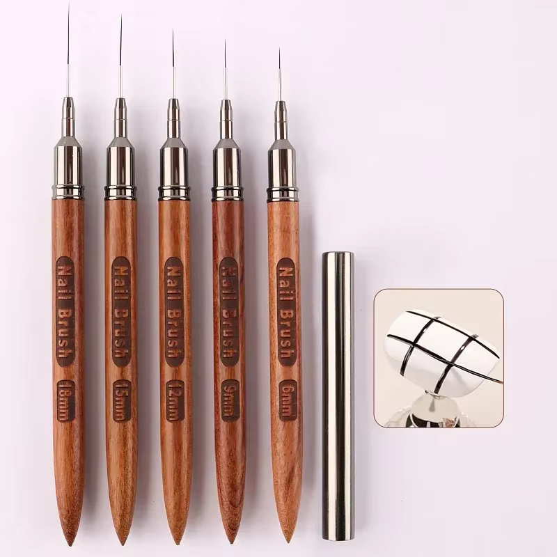 Pinceau à ongles en bois pour gel, liner pour nail art, pinceau de peinture DIY, stylo à dessin pour