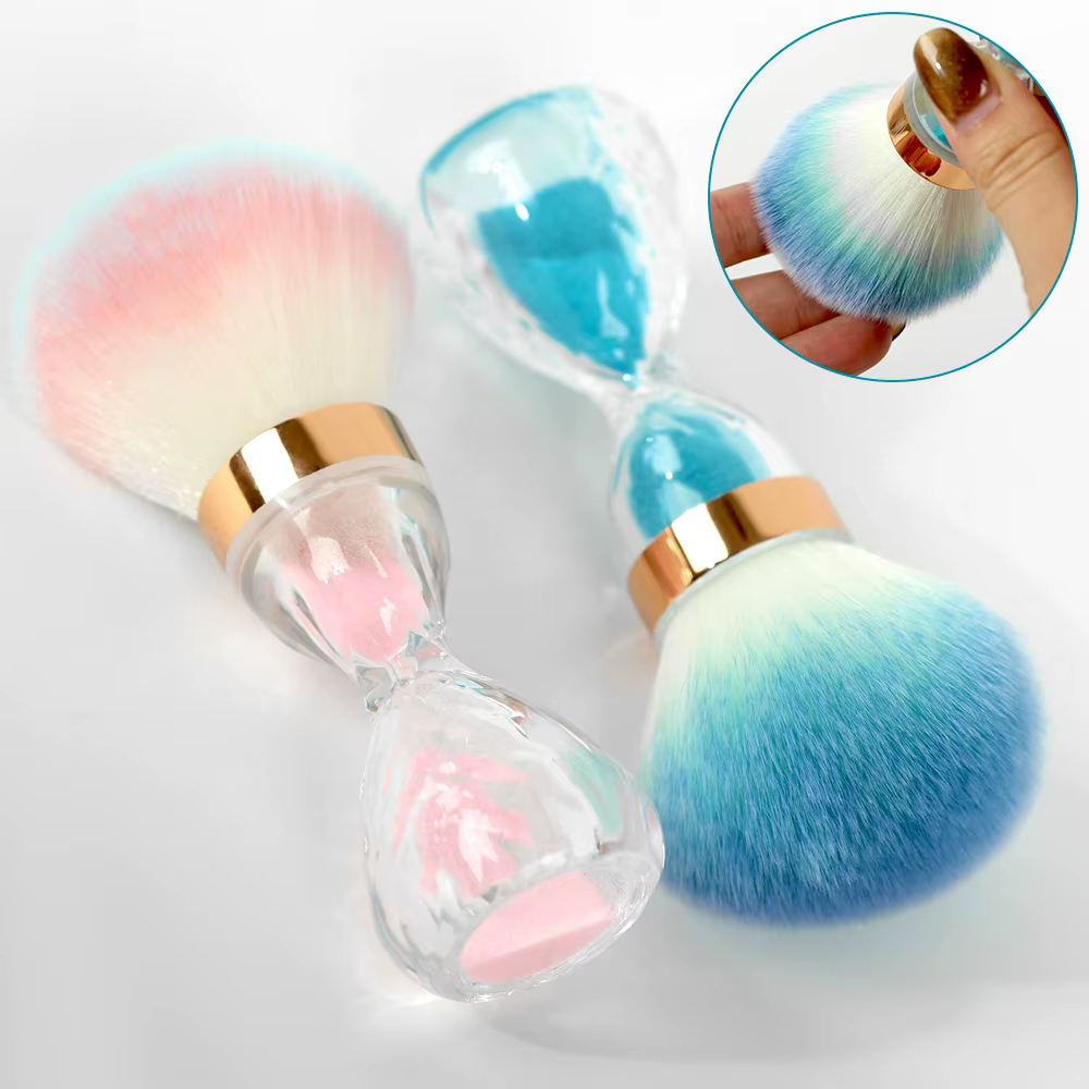 Brosse à poussière pour Nail Art, poignée en sablier, pour enlever la poudre, nettoyage doux, pour m