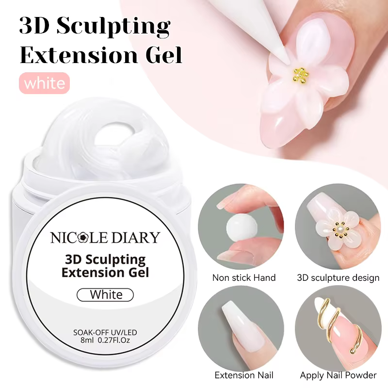 NICOLE DIARY blanc antiadhésif Extension de main Gel vernis à ongles pour 3D façonnage sculpture fle