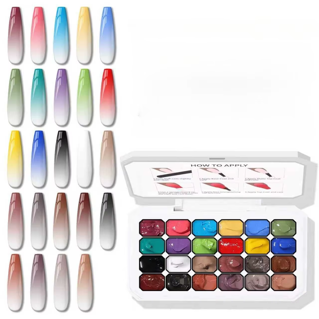 Gel de peinture dégradé 24 couleurs pour nail art, gel de couleur dégradée DIY 4 en 1, utilisé pour 