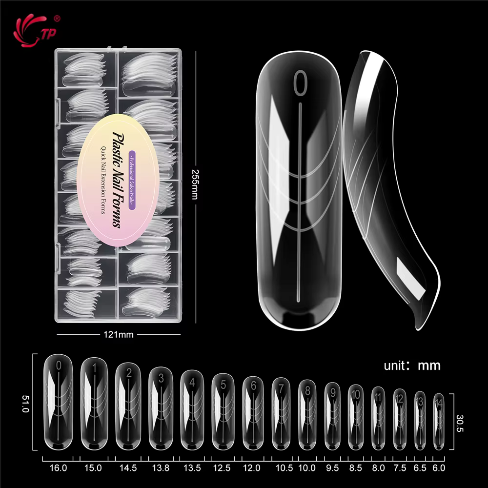 TP 150 pièces formes d'ongles cercueil incurvées longues moule à ongles clair pour Gel d'ongle Poly 