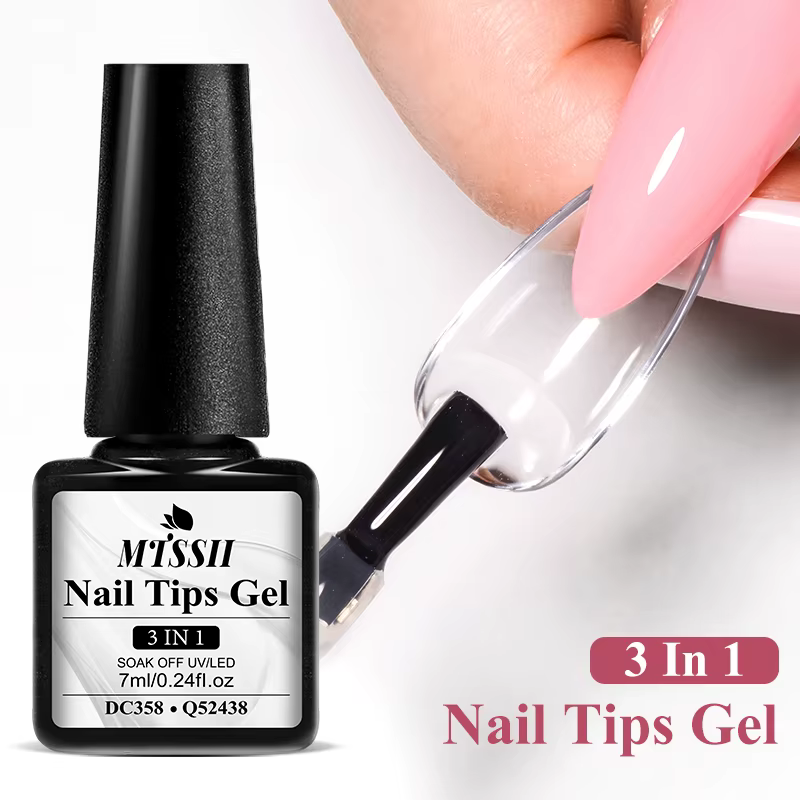 Gel de pointes d'ongles souples 3 en 1, Transparent, pour Extension de faux ongles, colle à pointe a