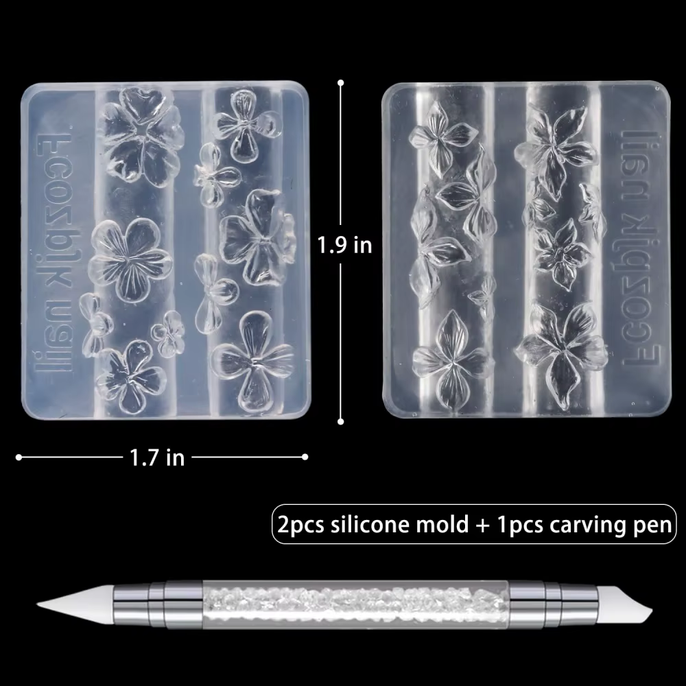 Moule de sculpture d'ongles en Silicone 3D, fleurs de lys en Relief, pétales de fleurs d'hibiscus, m