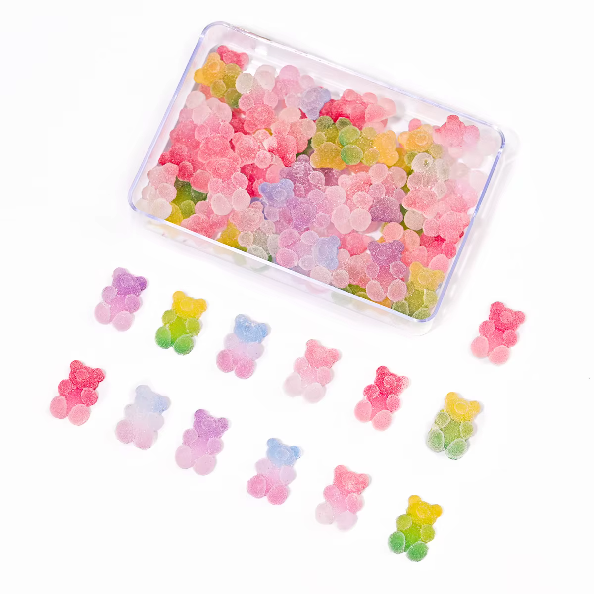 Breloques pour Nail Art, ours gommeux dégradé, Y2K, ours Kawaii, Design en résine, strass, bricolage