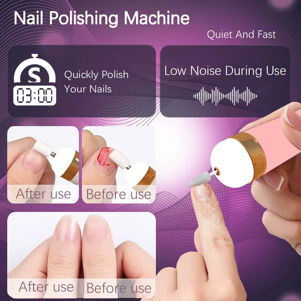 YIKOOLIN 5 en 1 perceuse à vernis à ongles électrique Charge USB ensemble de manucure Portable Exfol