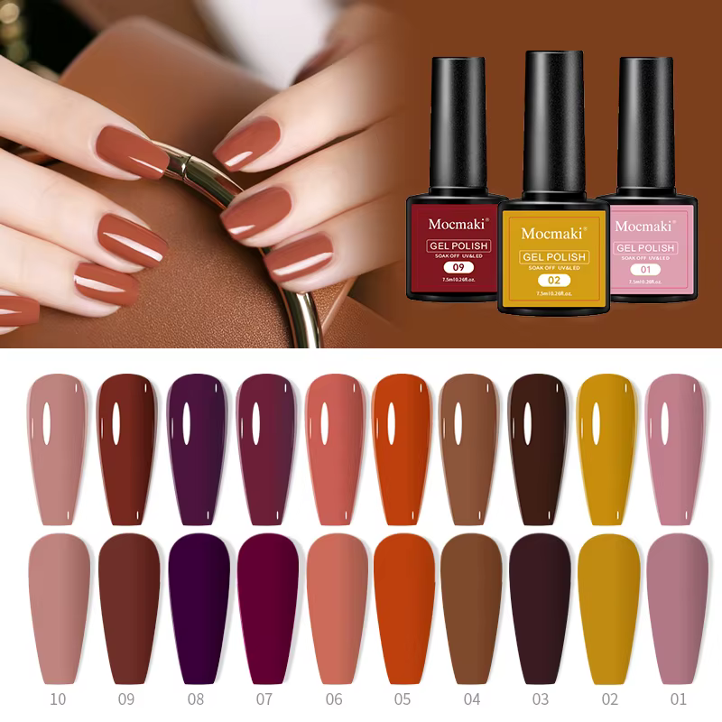 Kit de vernis à ongles en gel Mocmaki, 10 pièces, gel semi-permanent UV LED, vernis à ongles à retir