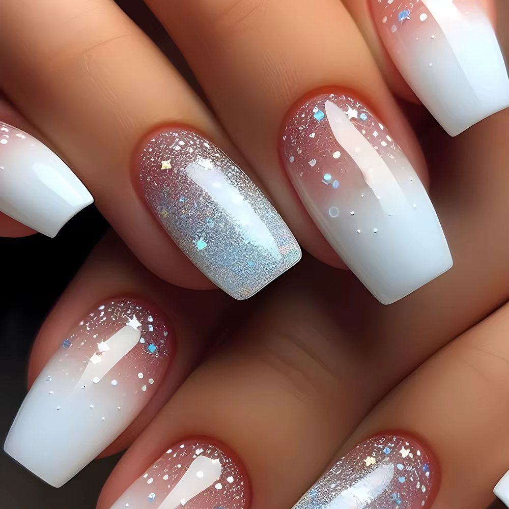 24 pièces court Ballet presse sur ongles dégradé faux ongles portable coller ongles faux ongles Uñas