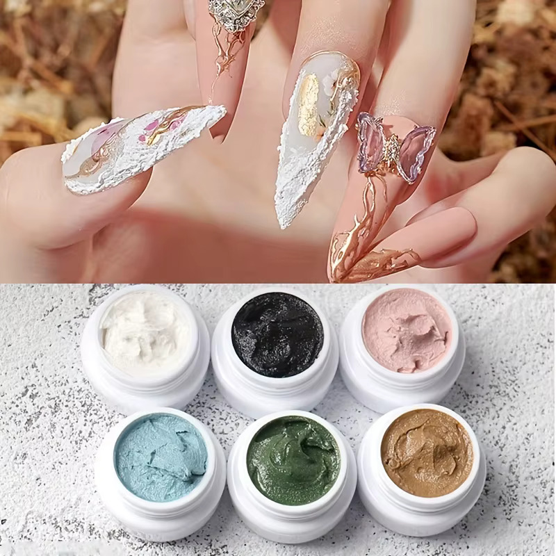 6 couleurs Gel Nail Art plâtre effet 3D sable Texture pas besoin couche de finition Gel vernis UV ve
