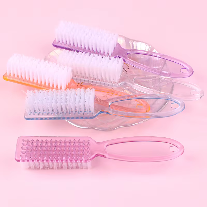 Brosse à ongles transparente, brosses de nettoyage, poignée en plastique, nettoyeur de brosse multif