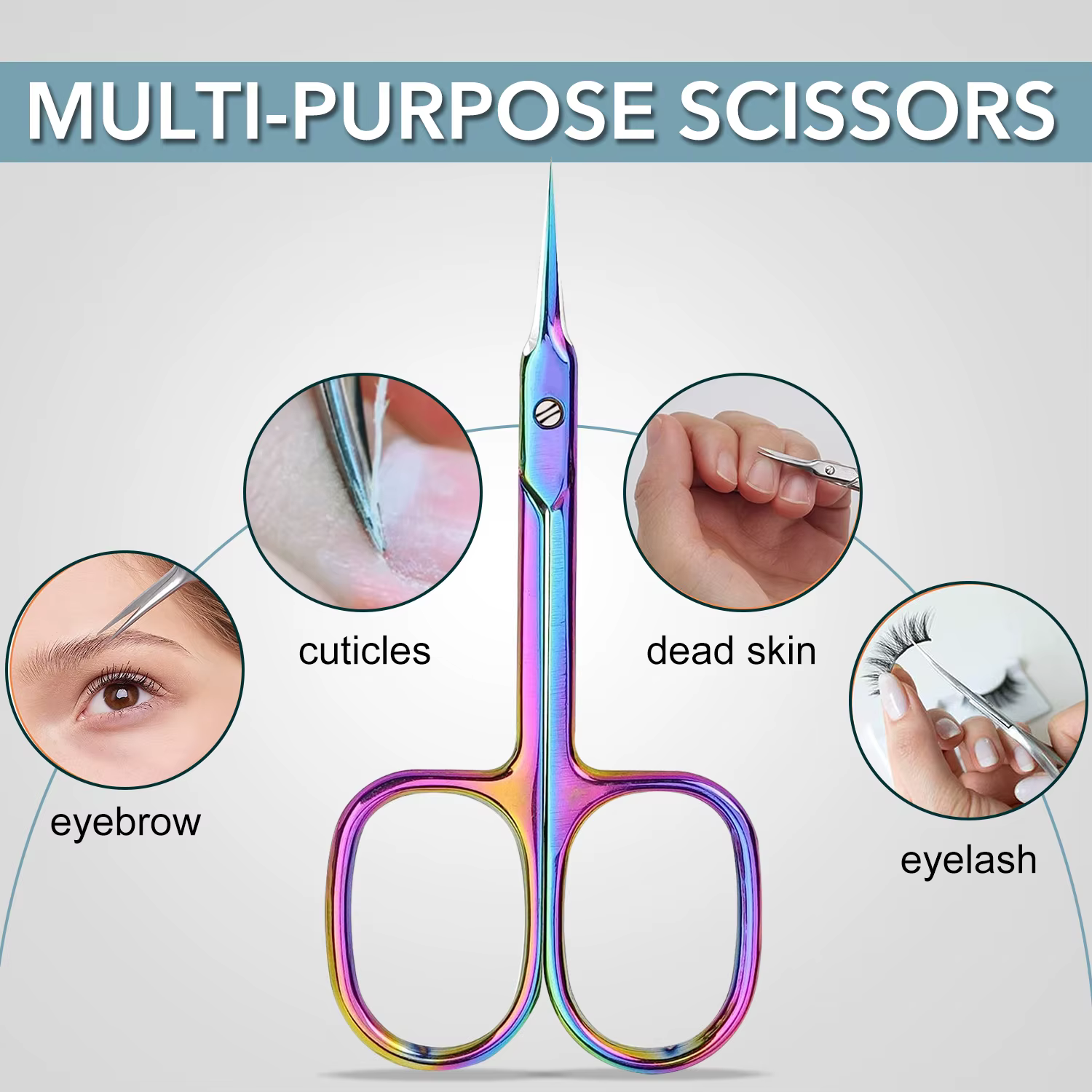 Ciseaux à cuticules pour ongles, 1 pièce, sourcils/cils, moustache, multi-usages, Extra fins, incurv