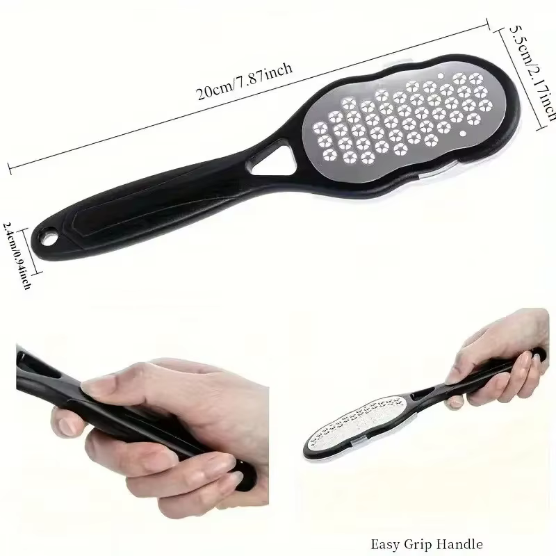 Lime à pied en acier inoxydable – Lime ergonomique anti-éclaboussures avec grain grossier/fin, durab