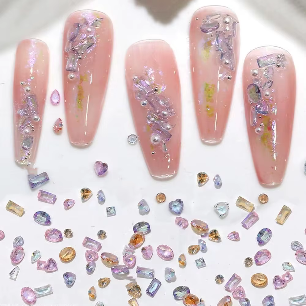 50 pièces 3D 5A 1-4MM Mini Zircon Nail Art strass cristal diamant accessoires pour paillettes manucu