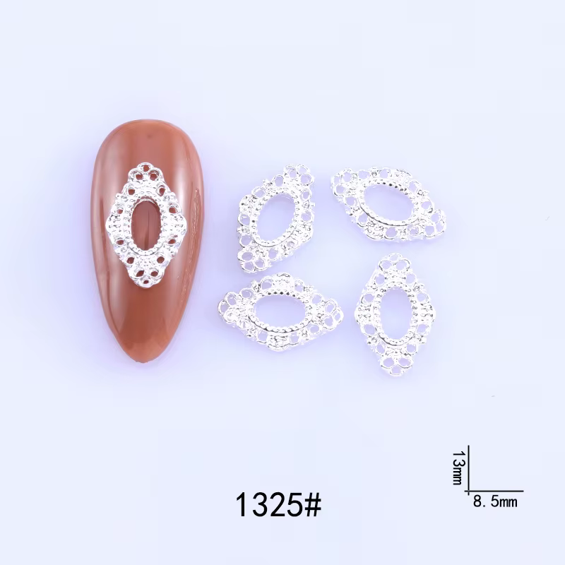 50 pièces cadres d'art d'ongle 4 formes modèles bricolage breloques en alliage pour accessoires d'on