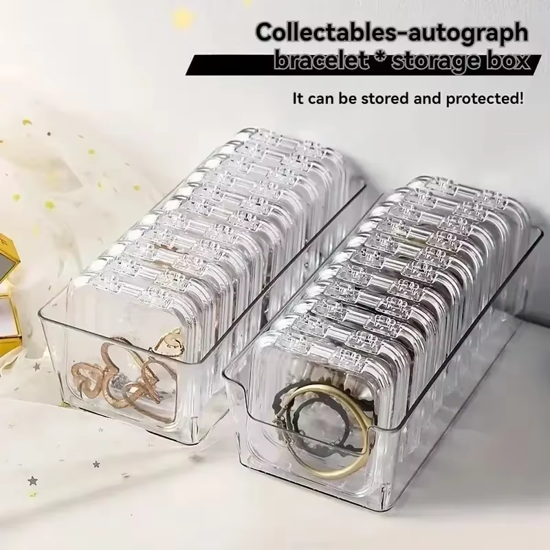 Boîtes acryliques de stockage d'ongles à pression, avec feuilles adhésives, boîtes transparentes pou