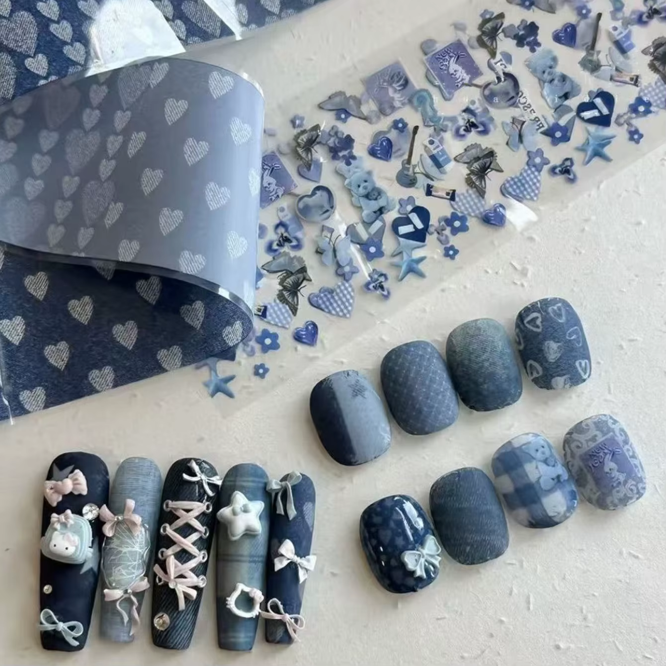 10 pièces Nail Art feuille transfert papier rose grille motif ongles estampage autocollants Sweety C