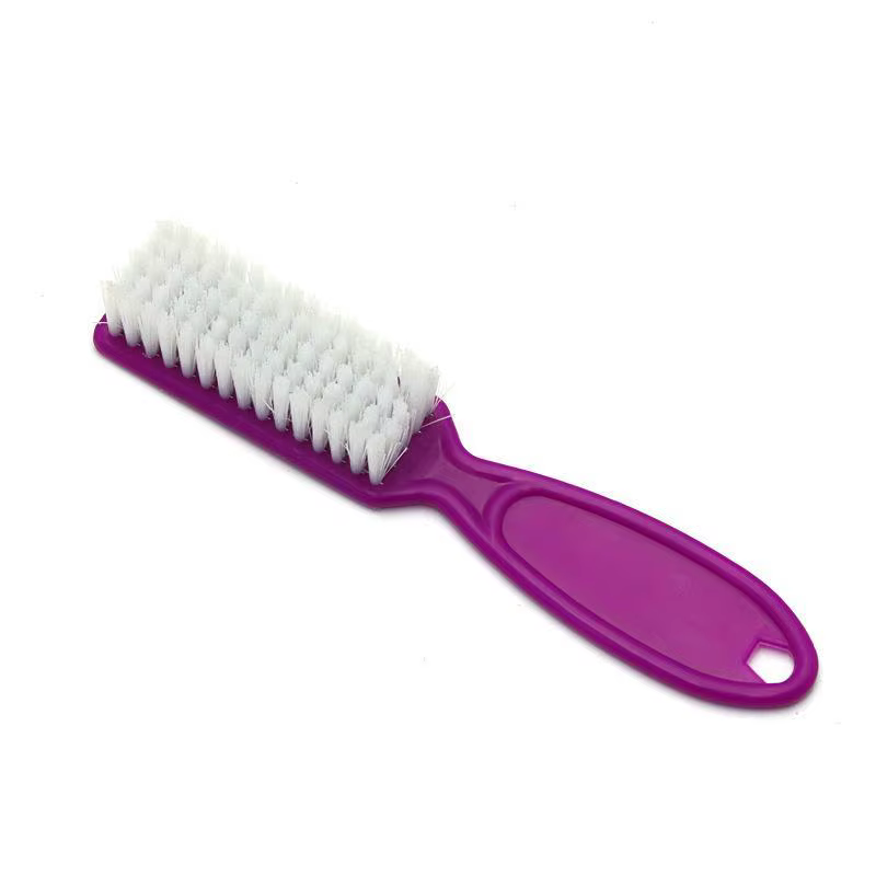 Brosse de nettoyage pour poussière d'ongles, manche en plastique antidérapant, poils doux multicolor