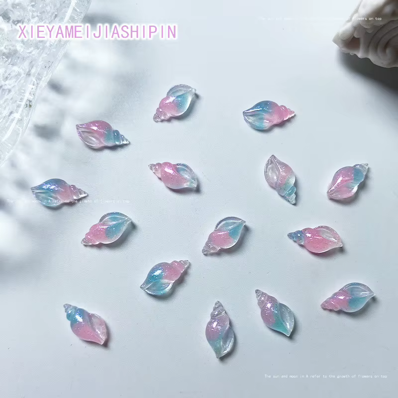 Breloques pour Nail Art, 20 pièces, bleu, rose, océan, 3D, Kawaii, dauphins, sirène, coquille, décor