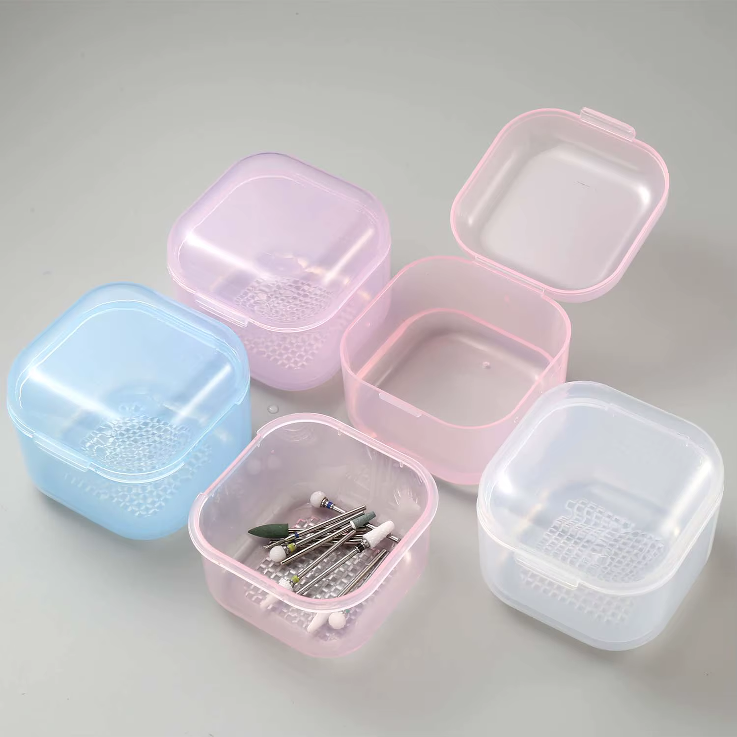 Boîte de désinfection pour forets à ongles, boîte de nettoyage de Filtration à Double couche, mallet